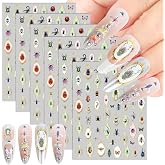 Keluna 6Pc Bug Nail Art Stickers Realistic Insect Spider Nail Decals Women | 300+ Mini Designs, 5D Embossed, Golden Edge, Great Adhesive, Easy to Apply and Remove, Great For Beginners DIY
