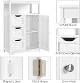 Yaheetech White Floor Cabinet with 3 Drawers and Door Adjustable Shelf view 4
