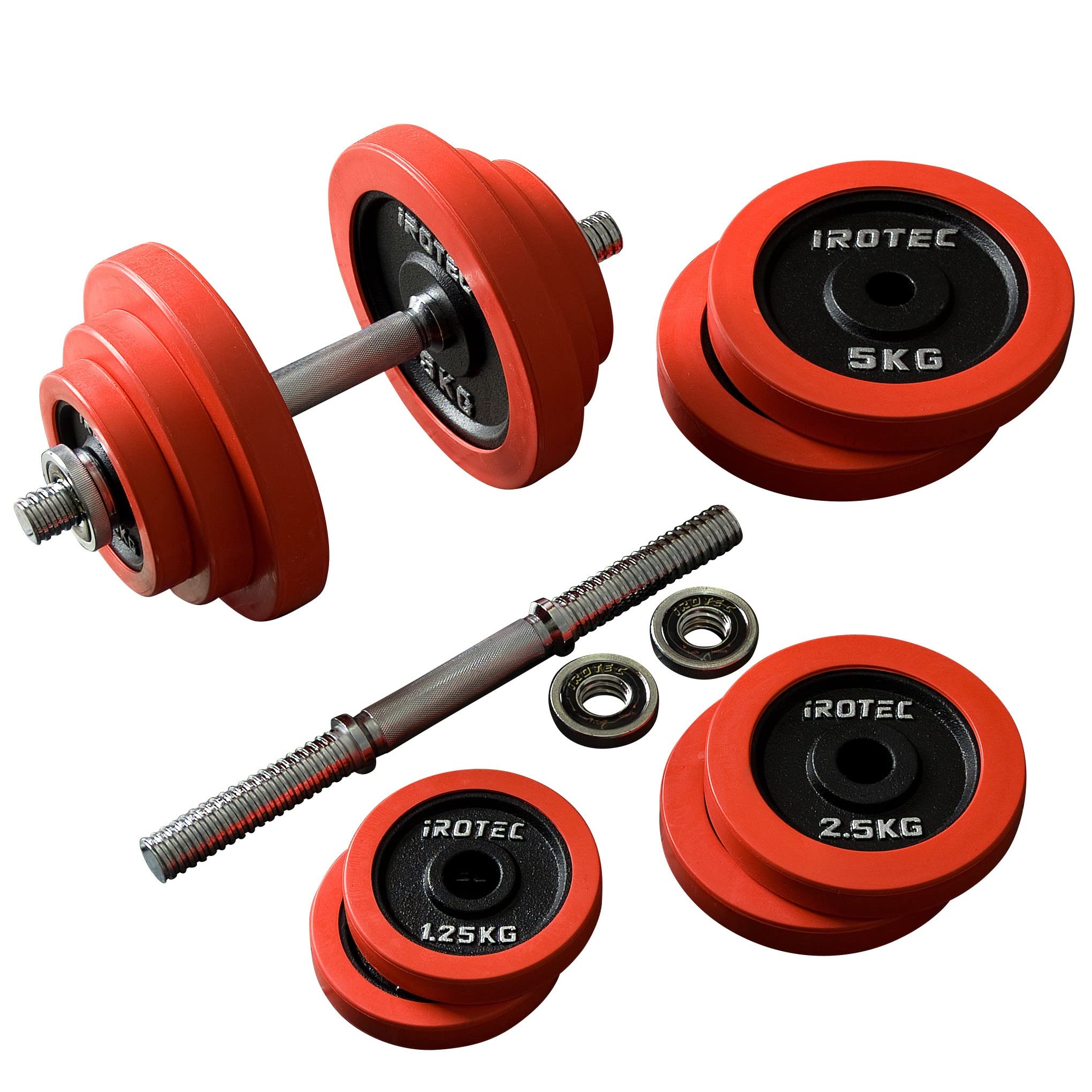 IROTEC（アイロテック） ラバー ダンベル 40KGセット（片手20kg×2個）【スチールダンベル】筋トレ 筋力トレーニング ダイエット器具 トレーニング器具 ベンチプレス 鉄アレイ 鉄アレー 可変式商品画像