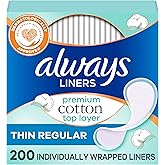 Always Panty Liners for Women Premium Cotton Liners 200 Count