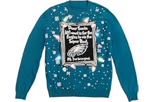 FOCO Men's NFL Team Logo Light Up Dear Santa Holiday Ugly Sweater