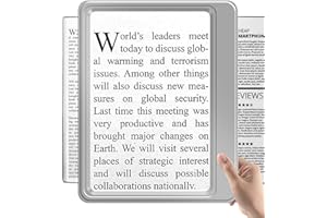 NZQXJXZ 5X Magnifying Glass for Reading Full Large Page Viewing Area Magnifier Lightweight Handheld Magnifier for Reading Seniors and Low Eyesight Person Silver