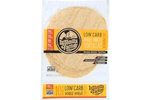 La Tortilla Factory 6.5" High Protein & Fibre Whole Wheat Tortillas, 3g Net Carb, 10 Non-GMO Tortillas, 360gm