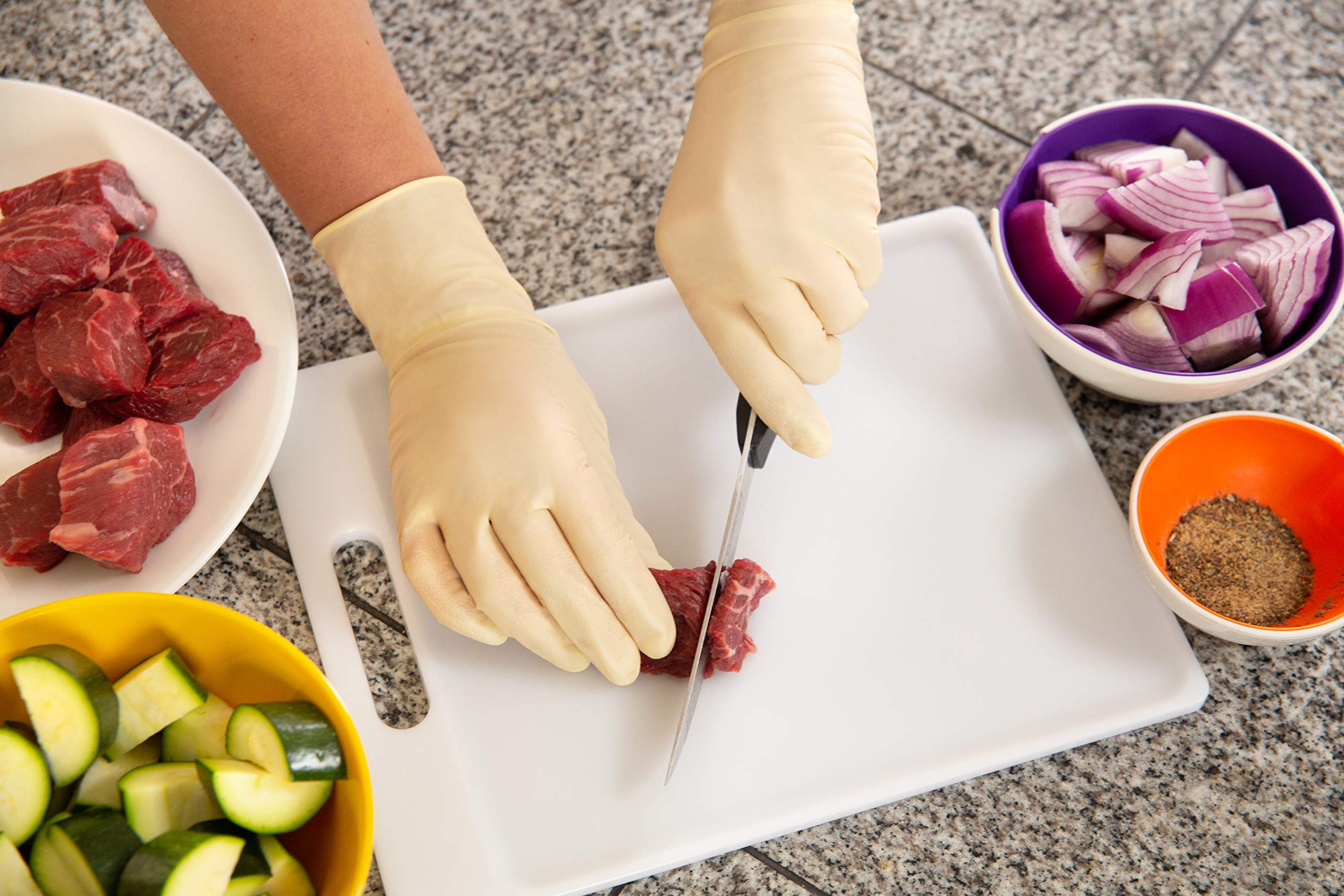 Microflex Diamond Grip MF-300 Disposable Gloves in Latex Multi-Purpose, Powder Free Glove in Natural Rubber for Exam, Cleaning or Mechanic Tasks, White, Size Large, Box of 100 Units (2 Boxes)