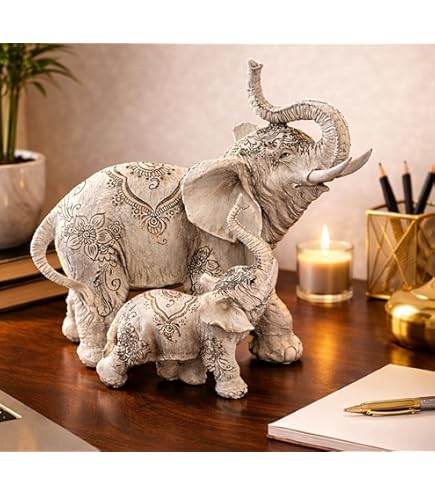 Amazon.com: Festcool Porcelain Elephant Mother and Baby Elephant