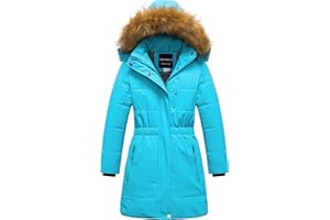 CREATMO US Girl's Long Length Winter Coat Parka Water Resistant Puffer Jacket With Fleece Lining