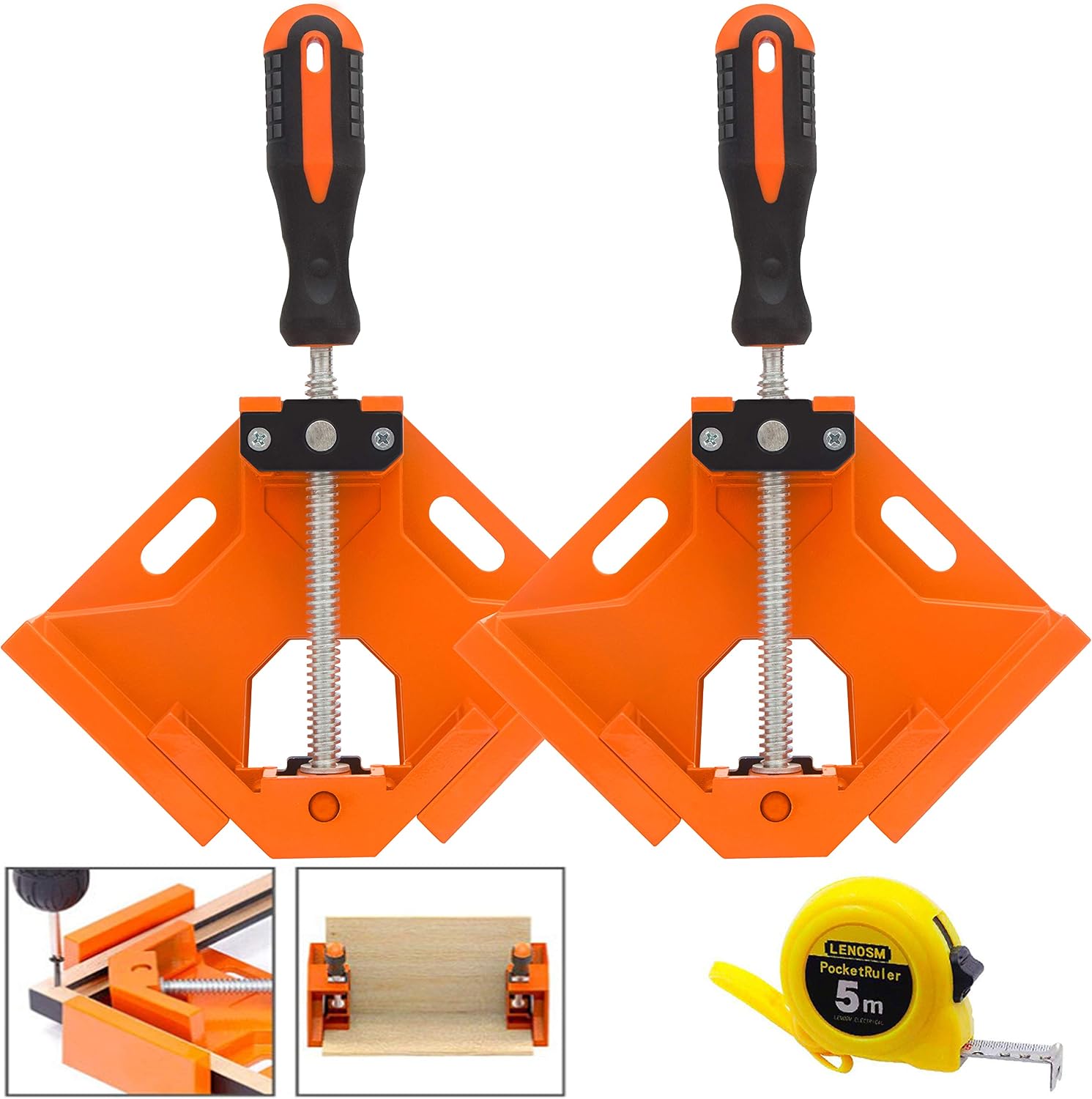 Morsetti Angolari Per Legno Regolabili In PA6 – Set Da 2 Con Maniglie Ergonomche, Per Incollaggio E Serraggio A 90°