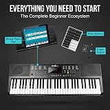 RockJam 61 Key Keyboard Piano with Stand Power Supply Simply Piano App view 2