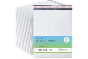 MAILERVIEW 10.5x16 Inch, Poly Bubble Mailers, (#5_, 100 Pack Large, Padded Envelopes, Made in USA, Bubble Envelopes, With Self Seal Tape, Usable size 10.5x15,