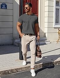 COOFANDY Mens Tshirts Henley Cotton Basic tee Beach