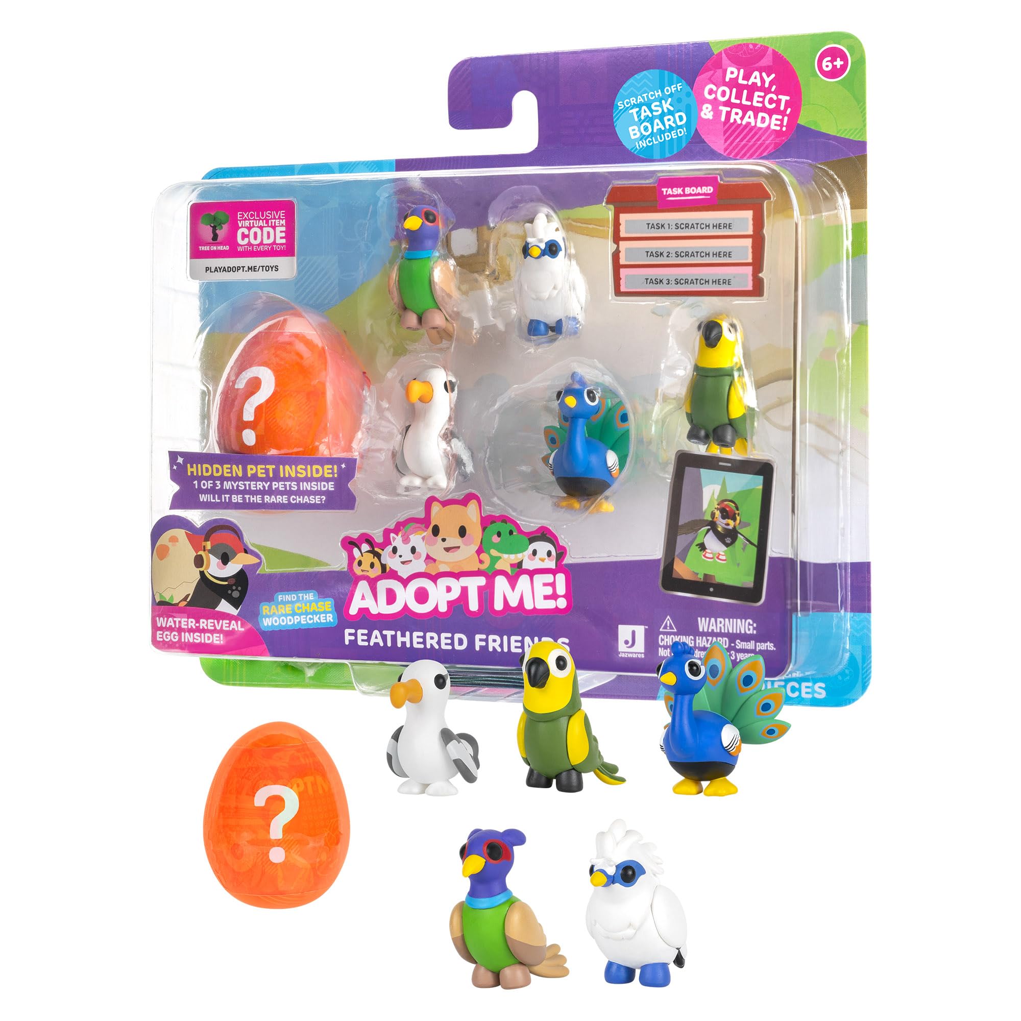 Adopt Me! Pets Multipack Feathered Friends - Hidden Pet - Top Online Game - Exclusive Virtual Item Code Included - Fun Collectible Toys for Kids Featuring Your Favourite Pets, Ages 6 Plus