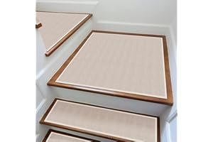 GOYLSER Rubber Stair Landing Mat Beige, Non Slip Stair Matching Mat for Wooden Steps Indoor, 31" x 31" Square Stair Matching Mat