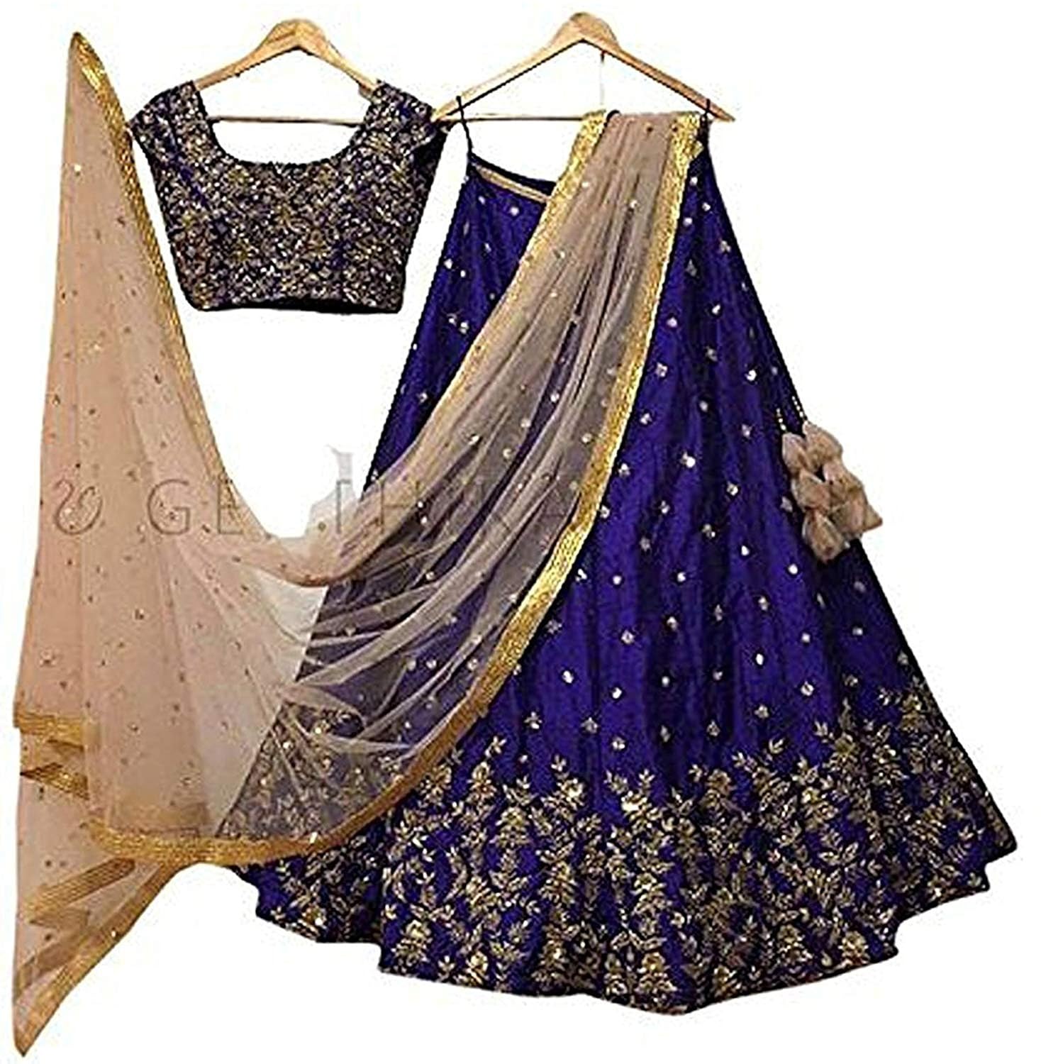 avira fashion women's blue free size lehenga cholis (avira_blue_freesize)