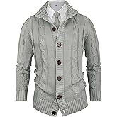 Aimeilgot Mens Fashion Casual Slim Fit Button Down Cable Knitted Stand Collar Cardigan Sweater