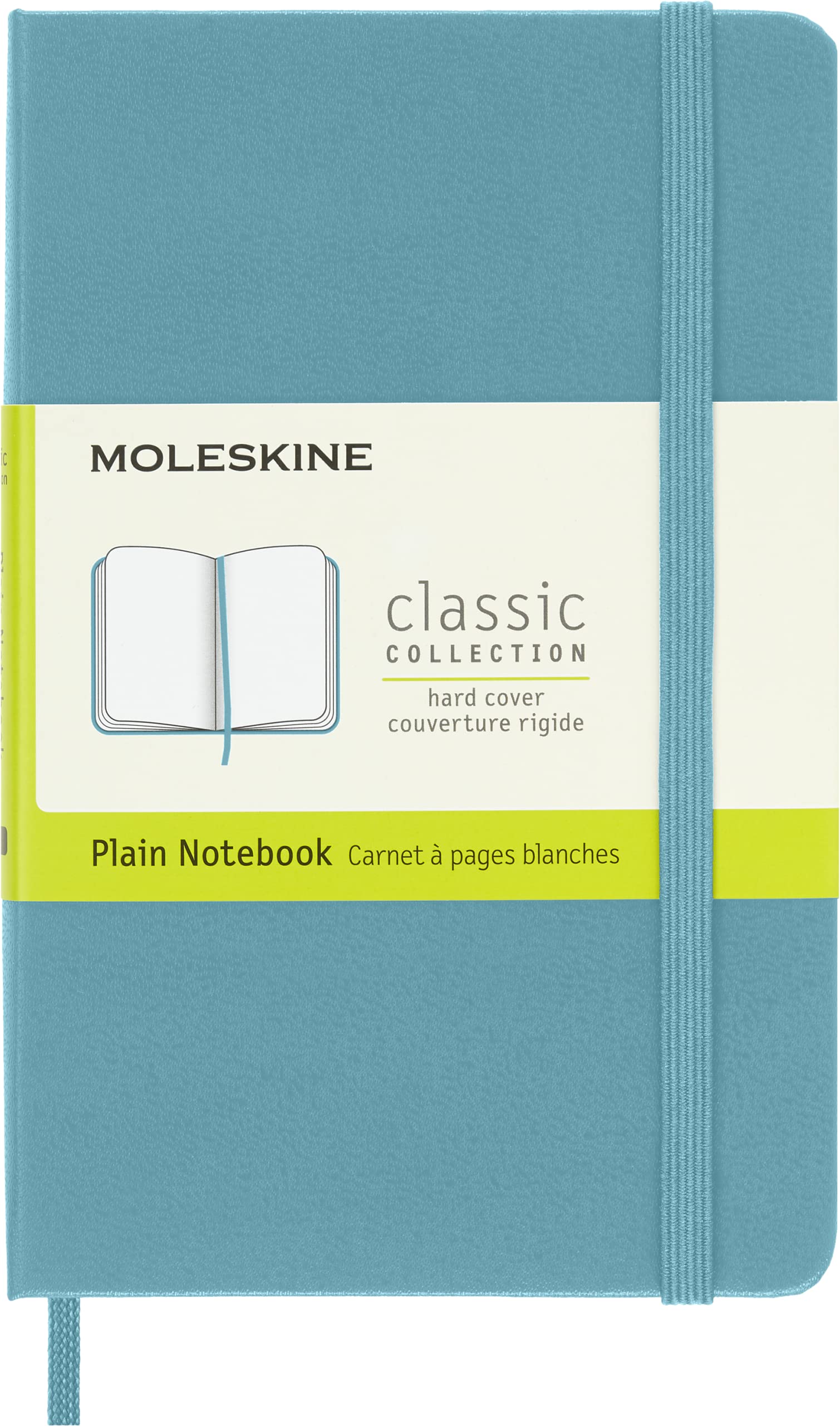 Moleskine Classic Notebook, Notebook With Plain Pages, Hard Cover and Elastic Closure, Light Blue, Pocket, 9 x 14 cm, 192 Pages
