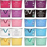 Sabary 30 Pcs Nurse Makeup Canvas Bags Bulk Nurse Appreciation Gifts Nursing Thank You Cosmetic Bag with Zipper Travel Work Accessories Pouch for Nurses Week Party Favors