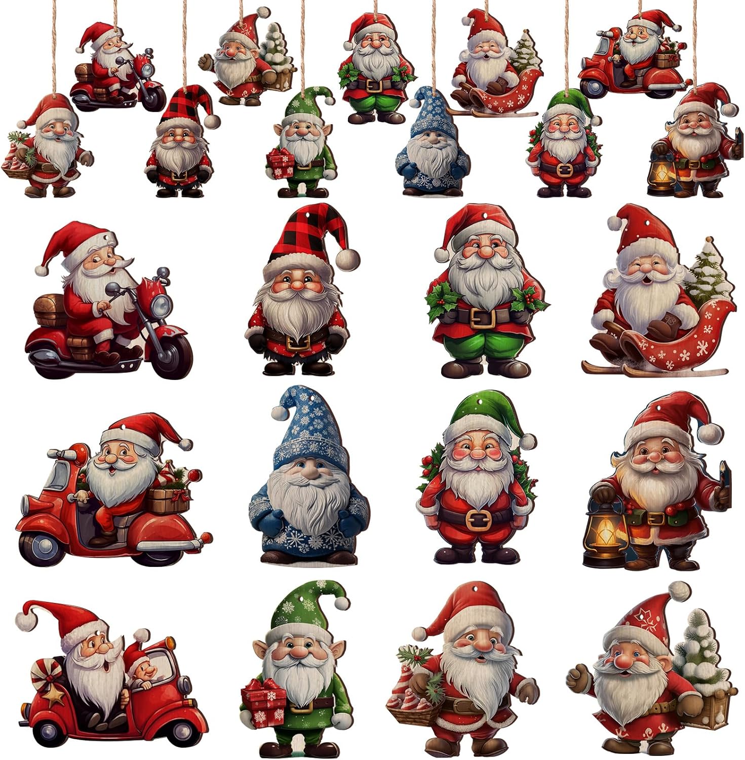 Tree Stands - 24 Pieces Christmas Gnome Wooden Ornaments Hanging on Christmas Tree for Christmas Decorations Xmas Santa Decorations Christmas Party Supplies