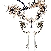 MOSTORY Renaissance Fairy Accessories Set - Elf Crown and Elf Ear Cuffs for Renfaire Costume Women Cosplay Fairycore Outfit