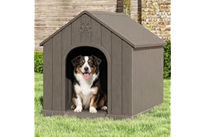 Fancyango Dog House Outdoor Indoor, Weatherproof Dog House with Elevated Floor and Air Vents for Small to Medium Dogs,Easy Clean and Assemble (Grey1, 26.18''L × 24.02''W × 25.98''H)