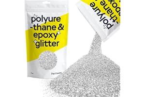 Hemway Polyurethane & Epoxy Resin Glitter 100g / 3.5oz Metallic Crystal Flake Additive for Flooring Jewelry Tumblers Glass Pigment - Fine (1/64" 0.015" 0.4mm) - Silver