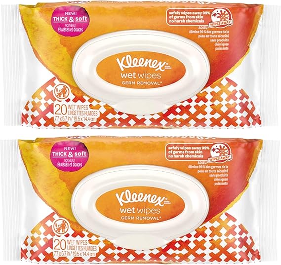 Kleenex Wet Wipes Germ Removal Thick & Soft 20 Count