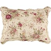 Greenland Home Antique Rose 100% Cotton Quilted Pillow Sham, Standard 20x26-inch, Ecru