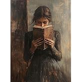 UCRAASDEB Dark Academia Canvas Wall Art Victorian Woman Reading Bookish Art Print Gothic Aesthetic Moody Girl Painting Picture Wall Decor for Library Bedroom Dorm Living Room 16'' x 12''