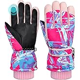 AuSletie Kids Gloves Winter Girls Snow Gloves Boys with Touchscreen Waterproof Ski Winter Gloves Outdoors Warm for Children for 8-15 Years Old