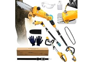 Ecarke Electric Pole Saw Compatible with Dewalt 20V Battery, 8 Inch Tree Trimmer Cutter, 16FT Max Total Reach, Cordless Chain
