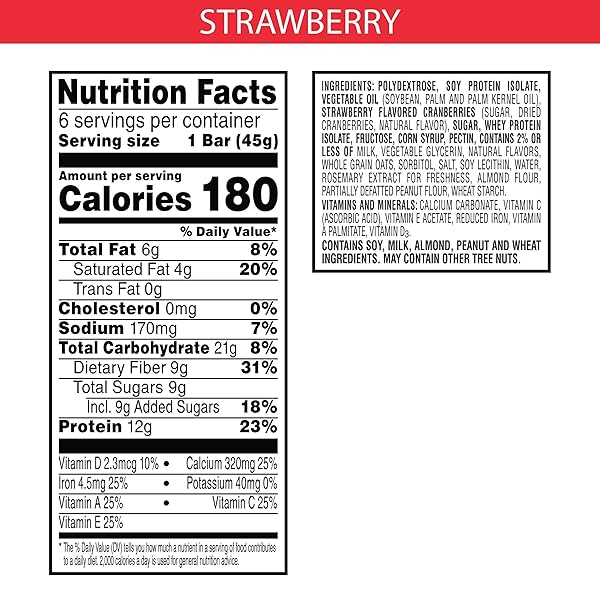 SPECIAL K BAR PROTEIN MEAL BARS, 12G PROTEIN SNACKS, MEAL REPLACEMENT, STRAWBERRY, 9.5OZ BOX (6 COUNT)