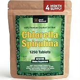 Spirulina Chlorella Tablets - Spirulina Capsules - Chlorella Tablets 1250 | Good Natured - Non-GMO - Vegan - Sunlight Grown - Cracked Cell Wall - High Protein - Heavy Metal Detox