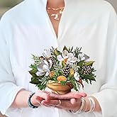 Freshcut Paper Pop Up Cards, Mini Winter Magnolia, 6 Inch Mini Sized Forever Flower Bouquet 3D Popup Greeting Card, Christmas Cards, Holiday Card, Blank Notecard & Envelope