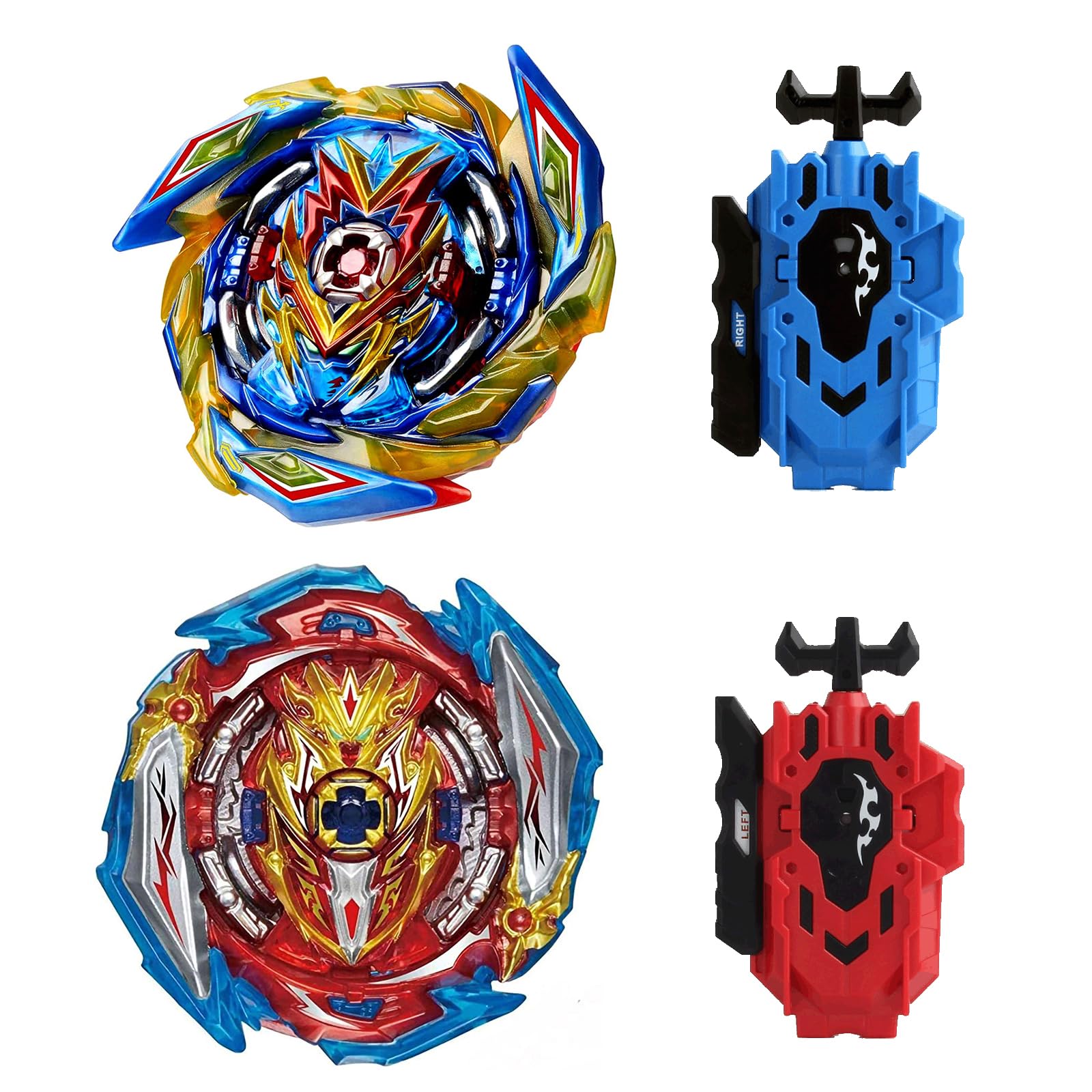 Wotean Gyroscope Turbo 4D Arena Metal Fusion Battle Spinner Kit with Battle Launcher, Gift Set (163+173-1)