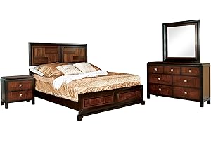 HOMES: Inside + Out 4 Piece ioHOMES Lucile Two Tone Bed Set, Queen, Walnut
