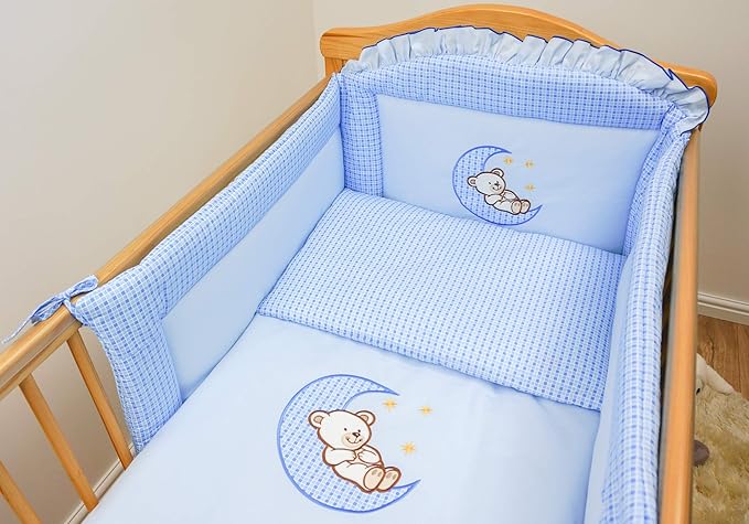 baby blue cot bed bedding