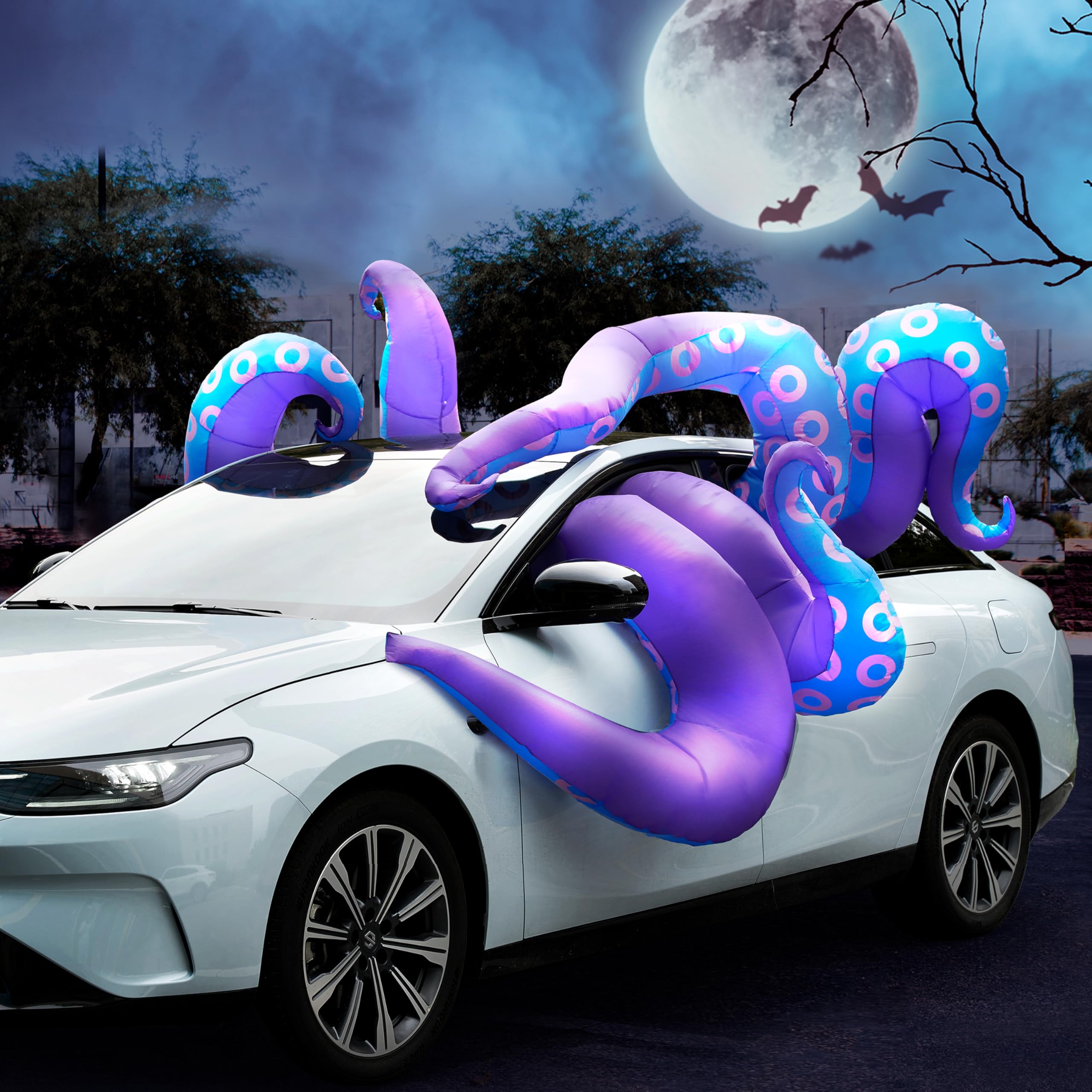 Photo 1 of Joiedomi Halloween Inflatable Trunk or Treat Car Decorations, 8 Octopus Tentacles Trunk Or Treat Inflatable Halloween Decor Outdoor, Blow Ups with LEDs for Outdoor Car Decor