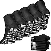 Geyoga 5 Pairs Non Slip Socks for Men Women Grip Socks with Cushion Unisex for Yoga Pilates Barre Home Workout