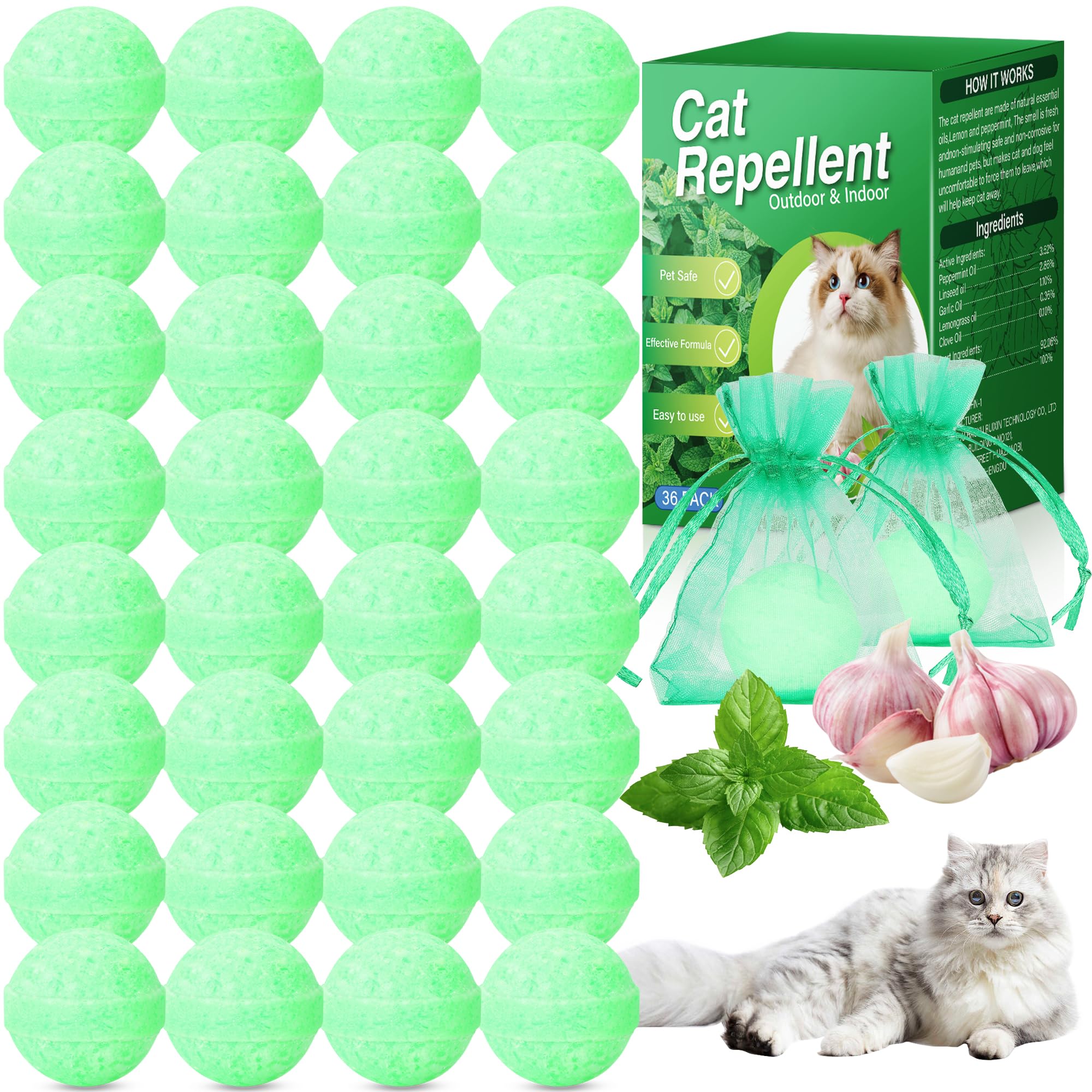 Photo 1 of 36 Pack Cat Repellent Outdoor, Natural Peppermint Oil Cat Deterrent Outdoor Indoor, Anti Cat Scratch for Furniture, Keep Cats Off Yard Garden Lawn Plants