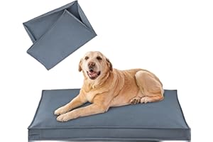 VENESSCO Dog Bed Covers Replacement Washable, Waterproof Dog Bed Cover with Zipper, 44Lx32Wx3H inch Durable Oxford Pet Bed Cover for Outdoor/Indoor Use, Cover Only, Blue-Gray