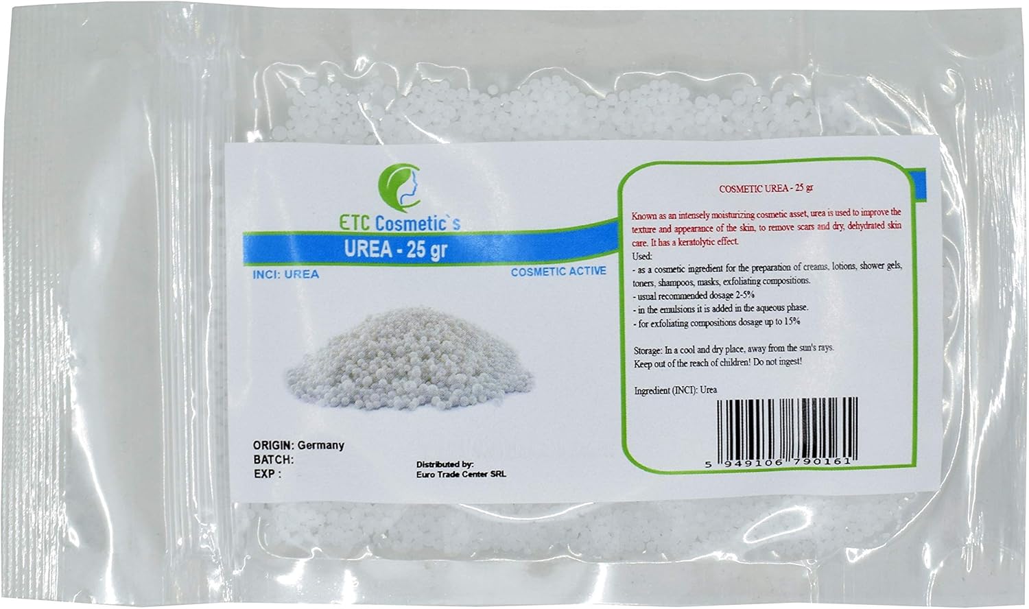 Cosmetic UREA 25/50/100 gr suitable for creams, lotions, gels, fluids, cleansing products