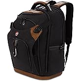 SwissGear Tool Bag Backpack, Fits Up to 17-Inch Laptop, Work Pack PRO, Black/Brown Canvas