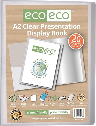 eco-eco A2 50% Recycled 20 Pocket Clear Presentation Display Book