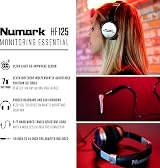 Numark HF125 Compact Recording Headphones 6ft Cable 40mm Drivers Closed Back view 2