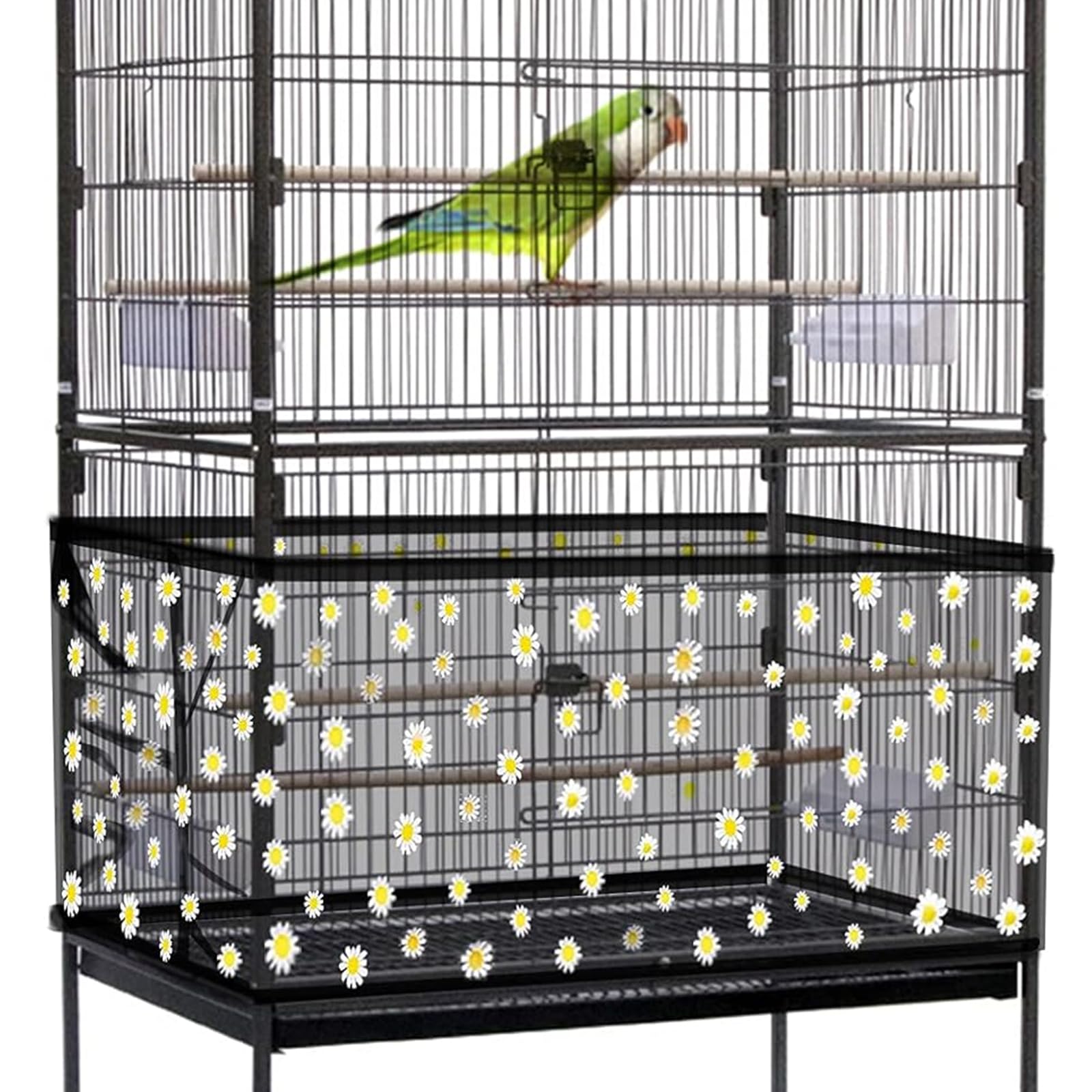 PLUSHCEWT Bird Cage Net Cover, Large Soft Nylon Mesh, Adjustable, Windproof, Dustproof, Guard for Parakeet Square Cages
