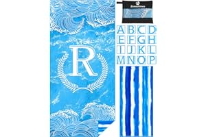 Zoneshinex Personalized Microfiber Monogrammed Beach Towel Sand Free Quick Dry Super Absorbent Customized Initial Letter Lightweight Oversized Pool Swim Towels R Gifts for Women