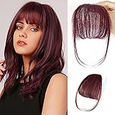 NAYOO Clip in Bangs - 100% Human Hair Wispy Bangs Clip in Hair Extensions, Red Air Bangs Fringe with Temples Hairpieces for Women Curved Bangs for Daily Wear