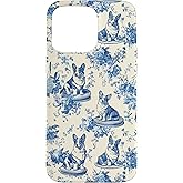 Corgi Blue Toile Cream Floral Vintage Dog Art Aesthetic Case for iPhone 15 Pro Max