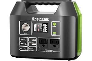 EnginStar Solar Generator, 300W Portable Power Station, 296Wh Lithium Battery Backup w/Two 110V Pure Sine Wave AC Outlet for Camping Road Trip RV, 80000mAh Sufficient Power Supply for Blackout