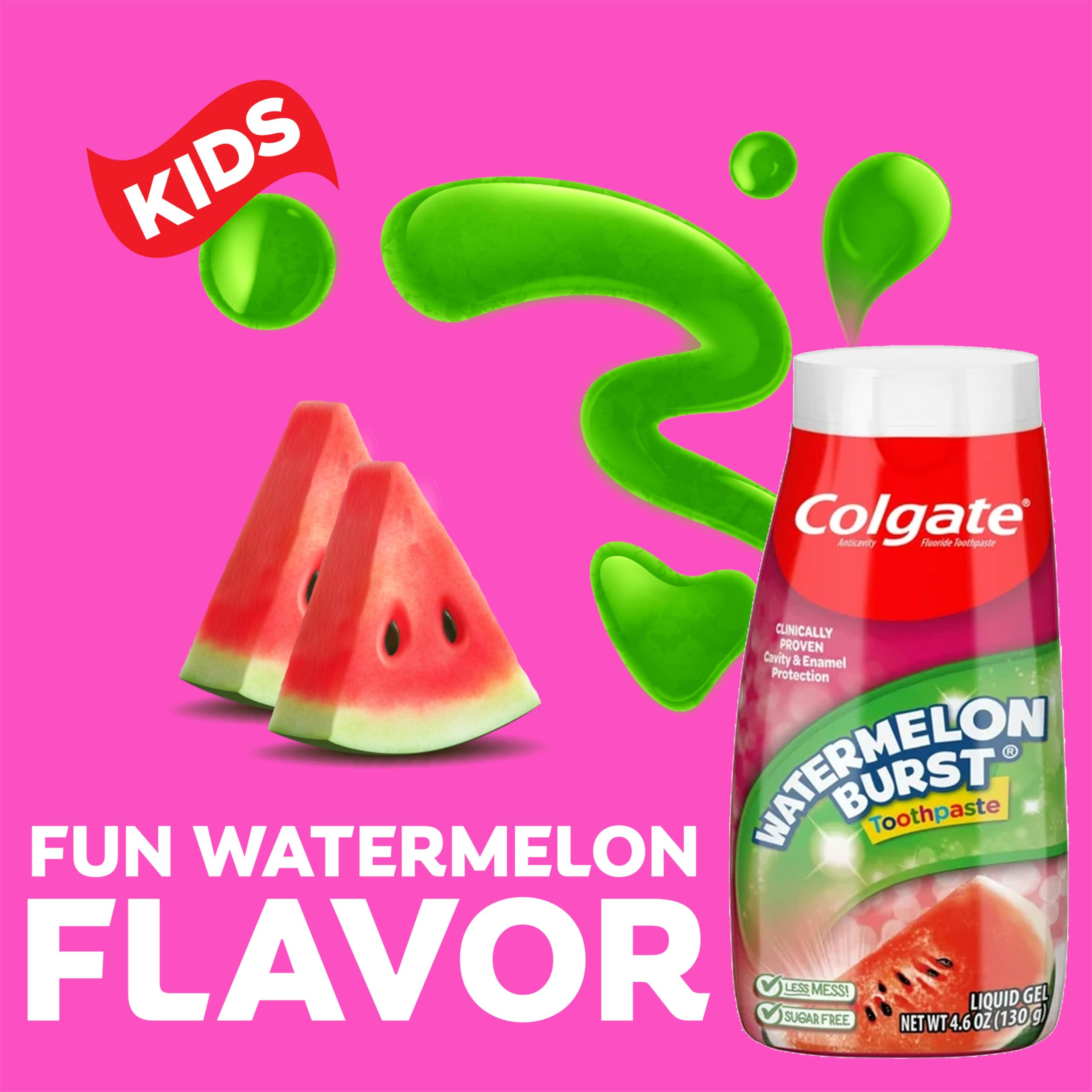 Colgate Anticavity Kids Toothpaste with Fluoride for Ages 2+, Watermelon Burst Flavor - 4.6 Ounce (4 Pack)