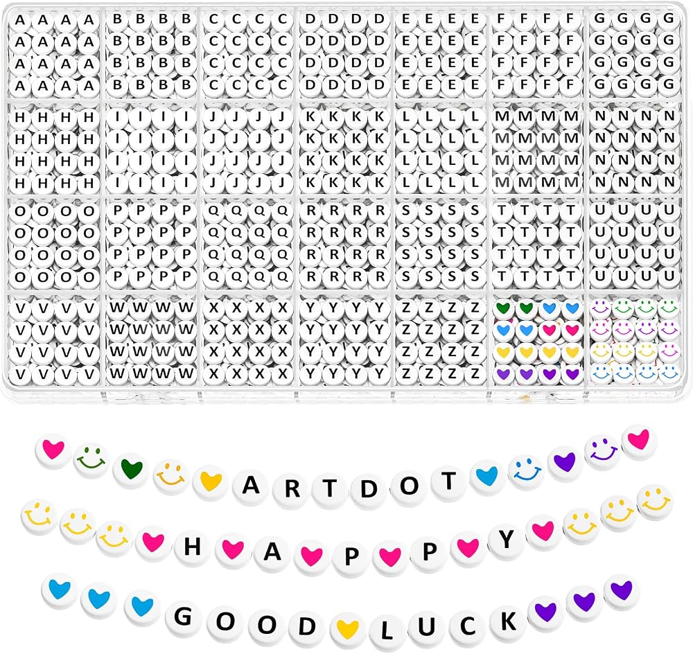 ARTDOT 1400 Pcs Sorted Letter Beads for Bracelet Making Kit